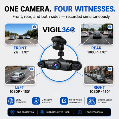 VIGIL360™ 4 Camera Wireless Dashcam