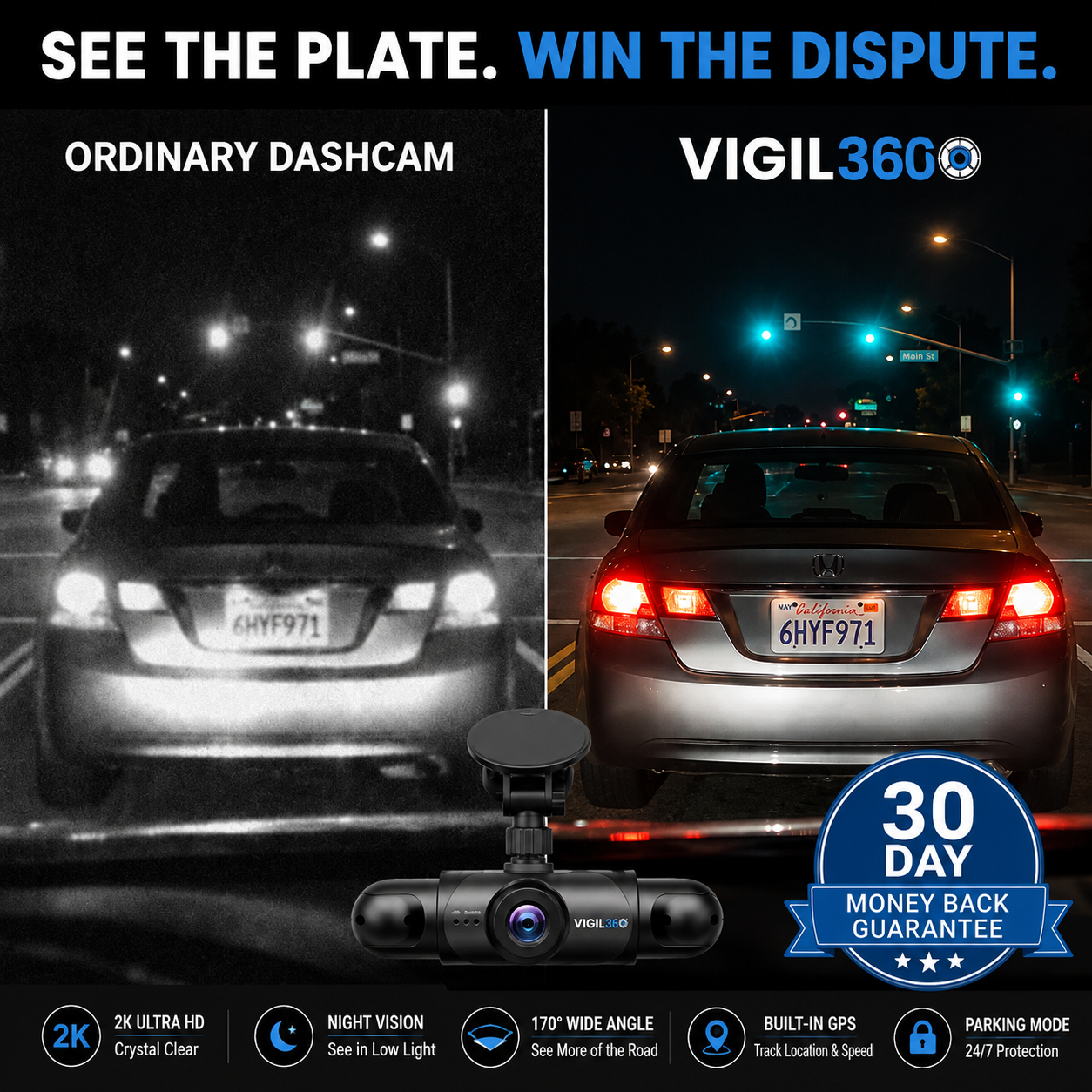 VIGIL360™ 4 Camera Wireless Dashcam