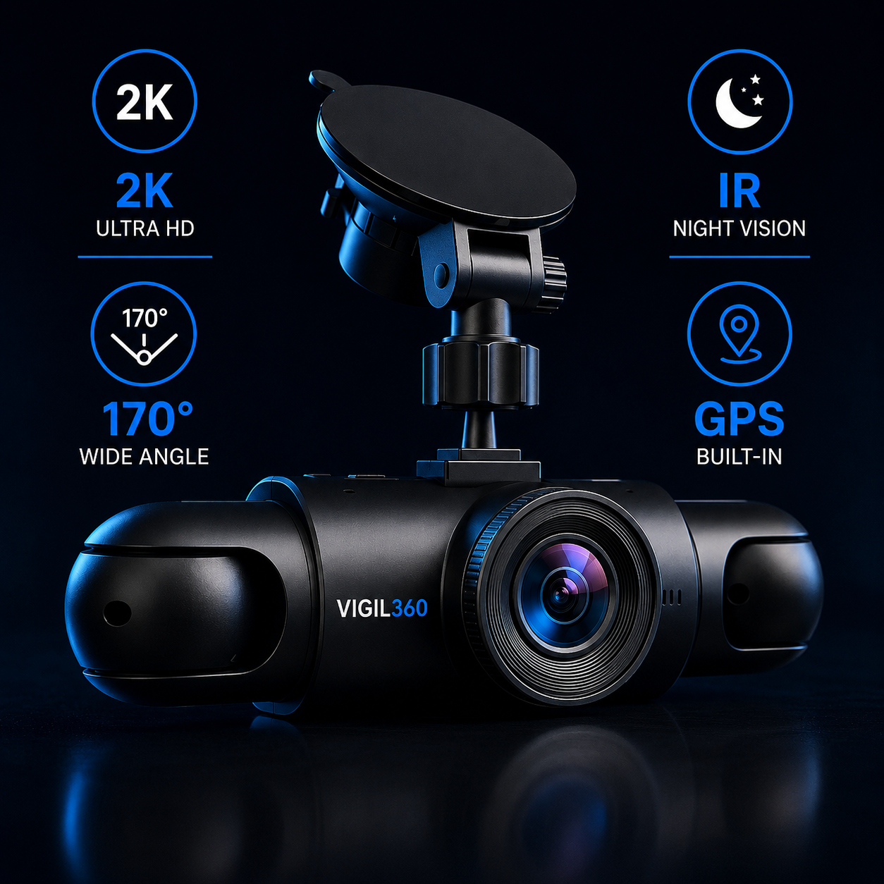 VIGIL360™ 4 Camera Wireless Dashcam