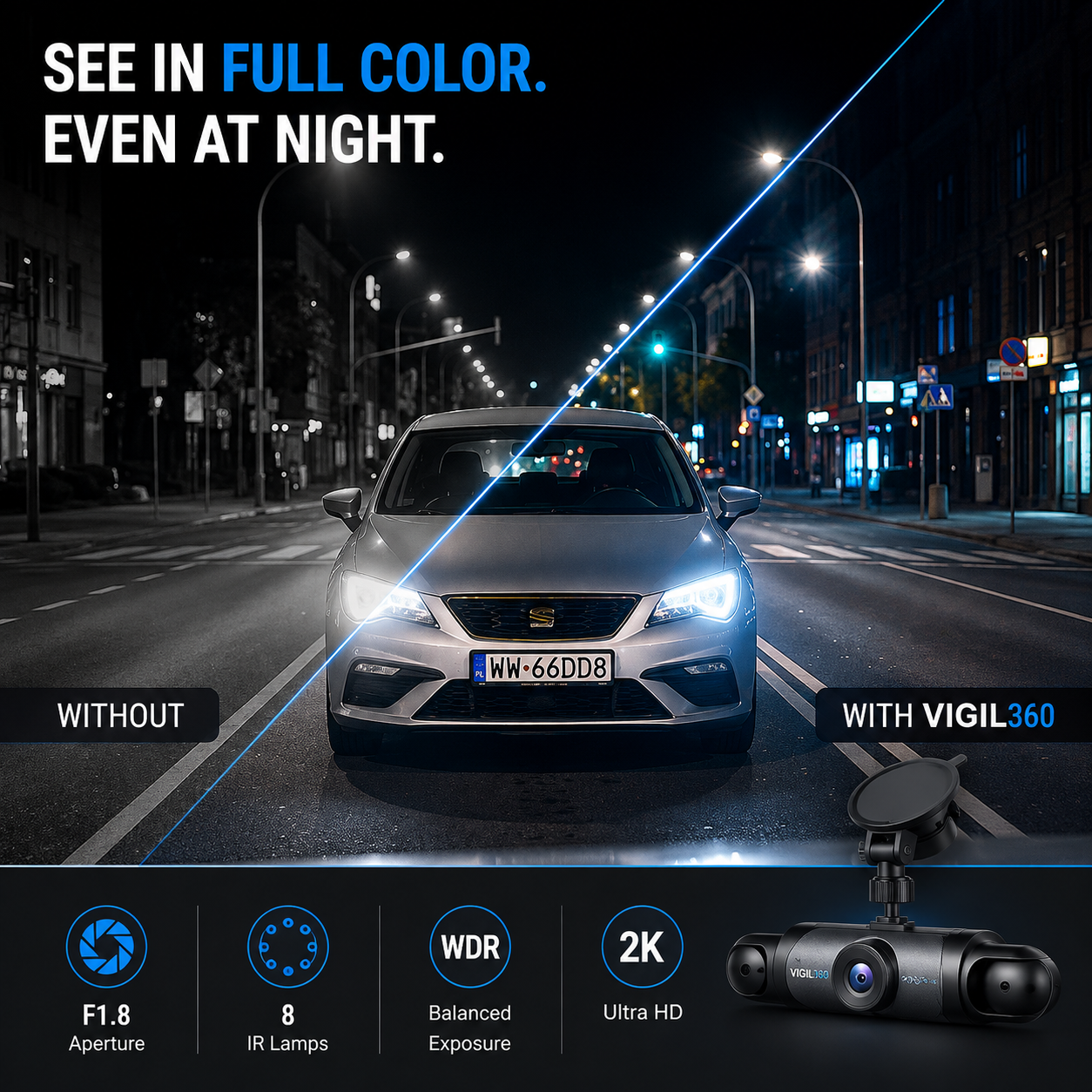 VIGIL360™ 4 Camera Wireless Dashcam