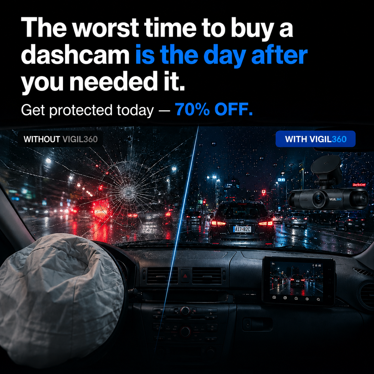 VIGIL360™ 4 Camera Wireless Dashcam